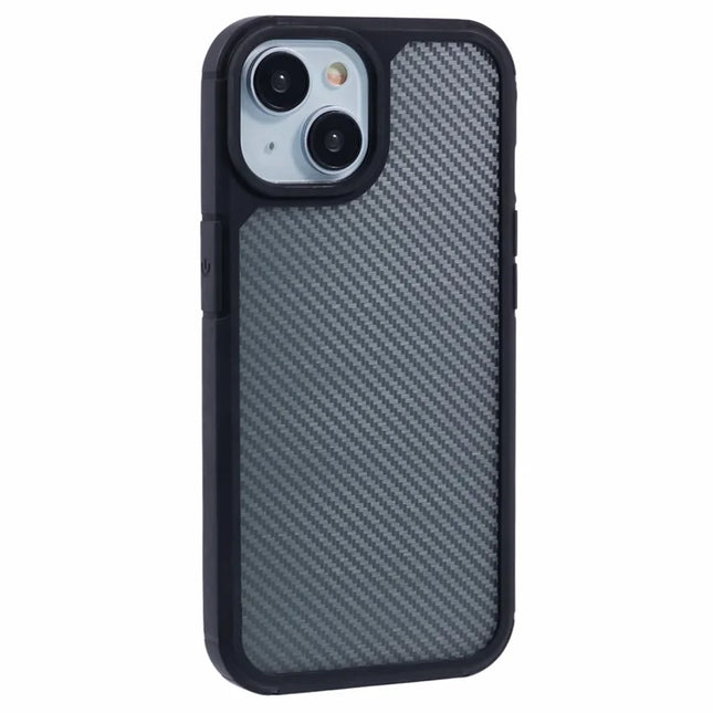 For iPhone 14 Case Carbon Fiber Texture TPU+PC Anti-Drop Phone Cover