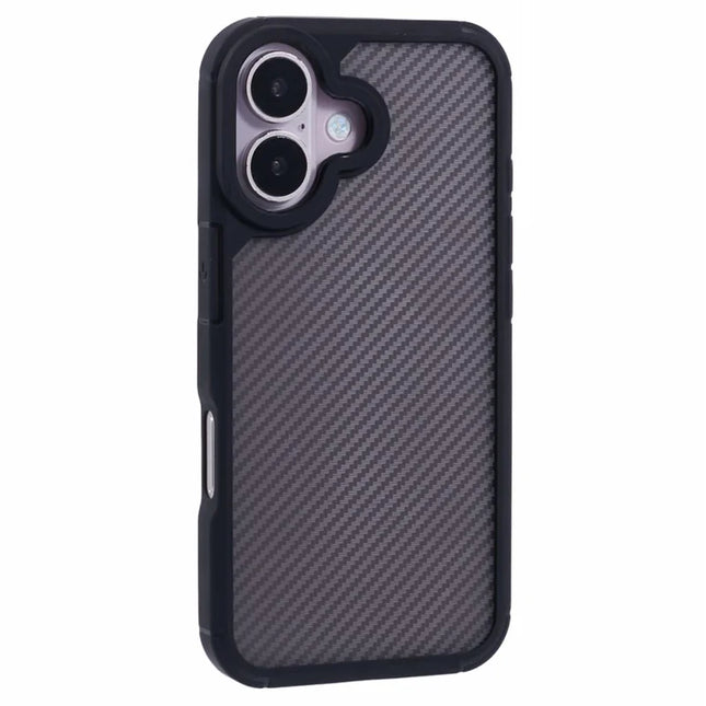 For iPhone 16 Plus Case Carbon Fiber Texture TPU+PC Anti-Drop Phone Cover