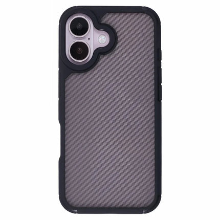 For iPhone 16 Plus Case Carbon Fiber Texture TPU+PC Anti-Drop Phone Cover