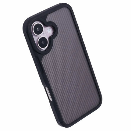 For iPhone 16 Plus Case Carbon Fiber Texture TPU+PC Anti-Drop Phone Cover
