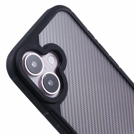 For iPhone 16 Plus Case Carbon Fiber Texture TPU+PC Anti-Drop Phone Cover