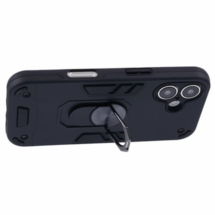 For iPhone 16 Plus Case PC+TPU Drop Defend Phone Cover with Ring Kickstand