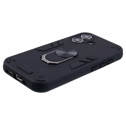 For iPhone 16 Plus Case PC+TPU Drop Defend Phone Cover with Ring Kickstand