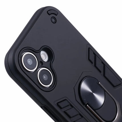 For iPhone 16 Plus Case PC+TPU Drop Defend Phone Cover with Ring Kickstand