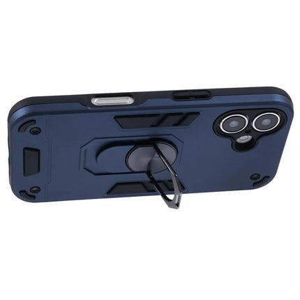 For iPhone 16 Plus Case PC+TPU Drop Defend Phone Cover with Ring Kickstand