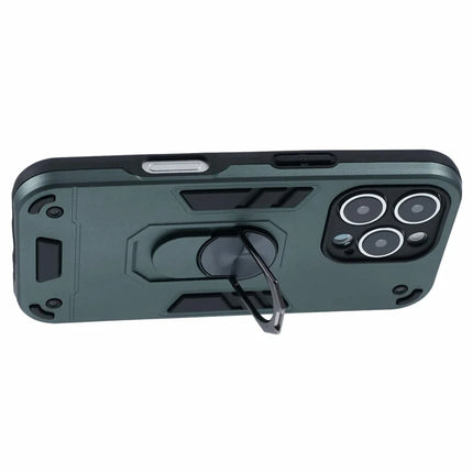 For iPhone 16 Pro Max Case PC+TPU Drop Defend Phone Cover with Ring Kickstand
