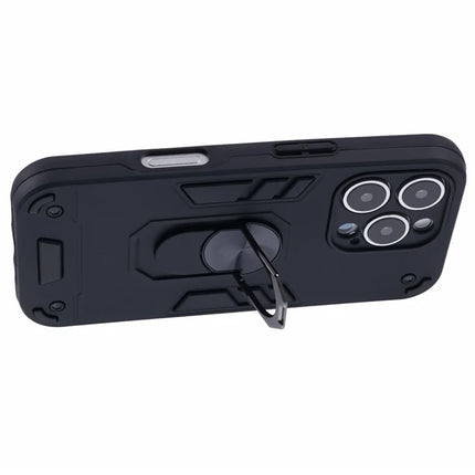 For iPhone 16 Pro Max Case PC+TPU Drop Defend Phone Cover with Ring Kickstand