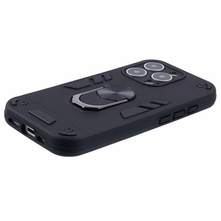For iPhone 16 Pro Max Case PC+TPU Drop Defend Phone Cover with Ring Kickstand