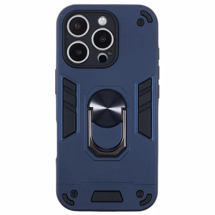 For iPhone 16 Pro Max Case PC+TPU Drop Defend Phone Cover with Ring Kickstand