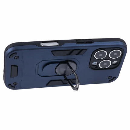 For iPhone 16 Pro Max Case PC+TPU Drop Defend Phone Cover with Ring Kickstand