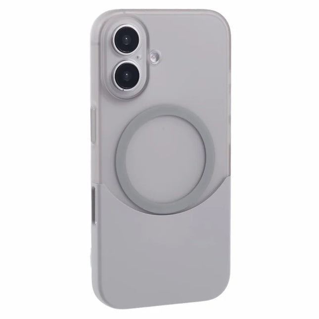 For iPhone 16 Plus Case Compatible with MagSafe Splicing Color Drop-Proof PC Phone Cover - Grey