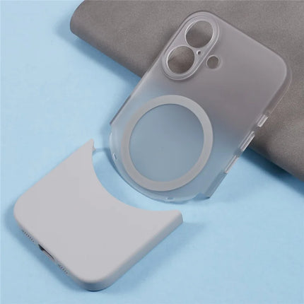 For iPhone 16 Plus Case Compatible with MagSafe Splicing Color Drop-Proof PC Phone Cover