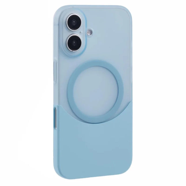 For iPhone 16 Plus Case Compatible with MagSafe Splicing Color Drop-Proof PC Phone Cover - Blue