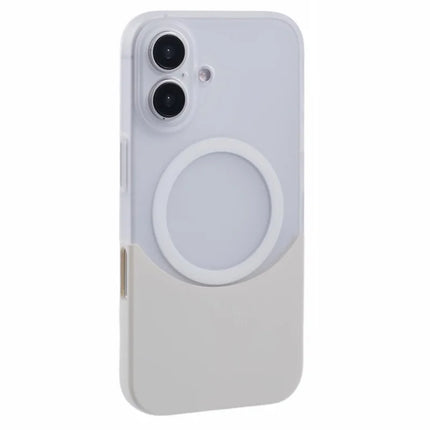 For iPhone 16 Plus Case Compatible with MagSafe Splicing Color Drop-Proof PC Phone Cover - White