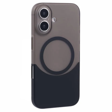 For iPhone 16 Plus Case Compatible with MagSafe Splicing Color Drop-Proof PC Phone Cover - Black