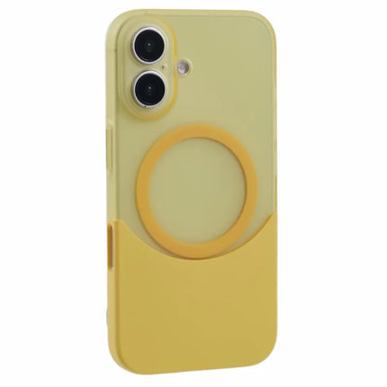 For iPhone 16 Plus Case Compatible with MagSafe Splicing Color Drop-Proof PC Phone Cover - Yellow