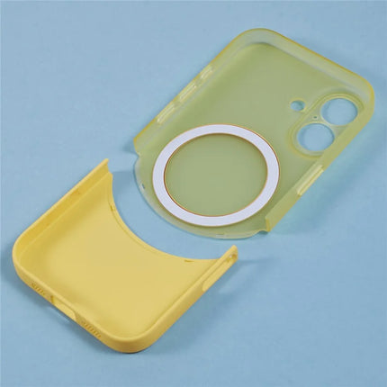 For iPhone 16 Plus Case Compatible with MagSafe Splicing Color Drop-Proof PC Phone Cover