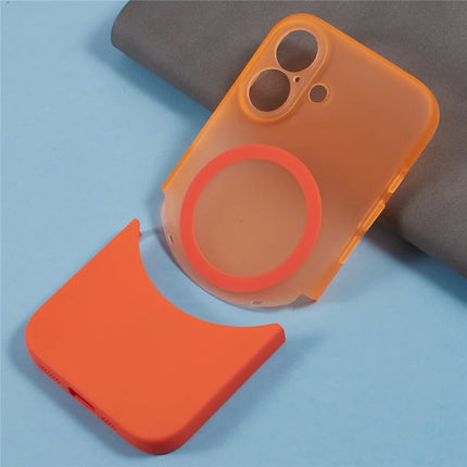 For iPhone 16 Plus Case Compatible with MagSafe Splicing Color Drop-Proof PC Phone Cover