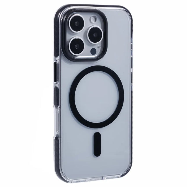 For iPhone 16 Pro Max Clear Case Compatible with MagSafe TPU+PC Back Cover - Black