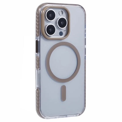 For iPhone 16 Pro Max Clear Case Compatible with MagSafe TPU+PC Back Cover - Brown