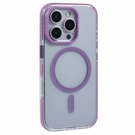 For iPhone 16 Pro Max Clear Case Compatible with MagSafe TPU+PC Back Cover - Purple