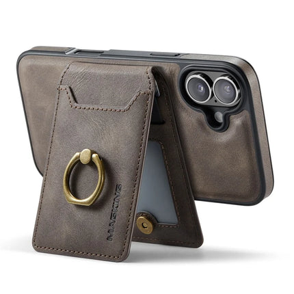 MAGKING K1 Series For iPhone 16 Plus Magnetic Case PC+TPU+PU Phone Cover with Card Holder Kickstand