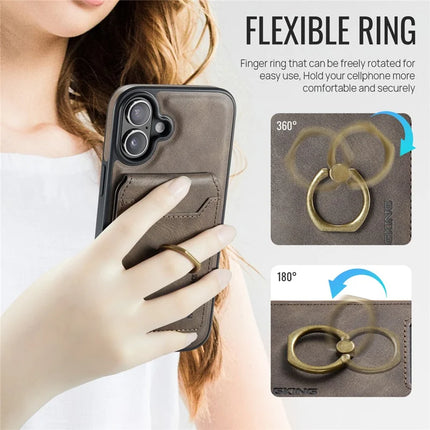 MAGKING K1 Series For iPhone 16 Plus Magnetic Case PC+TPU+PU Phone Cover with Card Holder Kickstand