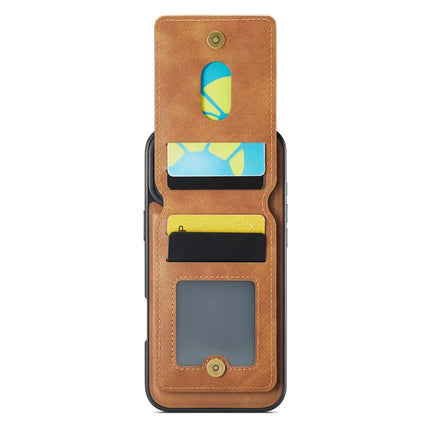 MAGKING K1 Series For iPhone 16 Plus Magnetic Case PC+TPU+PU Phone Cover with Card Holder Kickstand