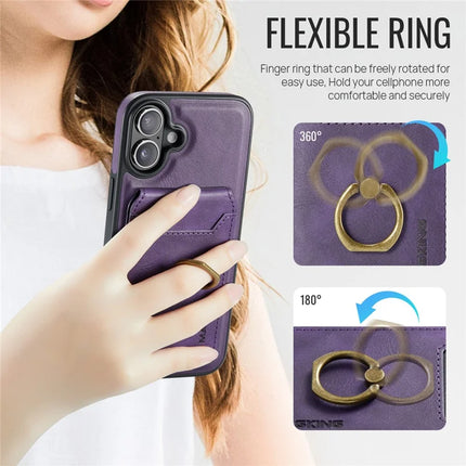 MAGKING K1 Series For iPhone 16 Plus Magnetic Case PC+TPU+PU Phone Cover with Card Holder Kickstand