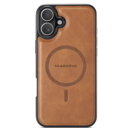 MAGKING K1 Series For iPhone 16 Plus Magnetic Case PC+TPU+PU Leather Phone Cover