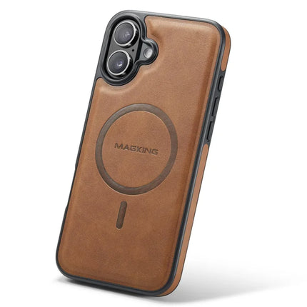 MAGKING K1 Series For iPhone 16 Plus Magnetic Case PC+TPU+PU Leather Phone Cover