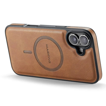 MAGKING K1 Series For iPhone 16 Plus Magnetic Case PC+TPU+PU Leather Phone Cover