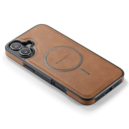 MAGKING K1 Series For iPhone 16 Plus Magnetic Case PC+TPU+PU Leather Phone Cover