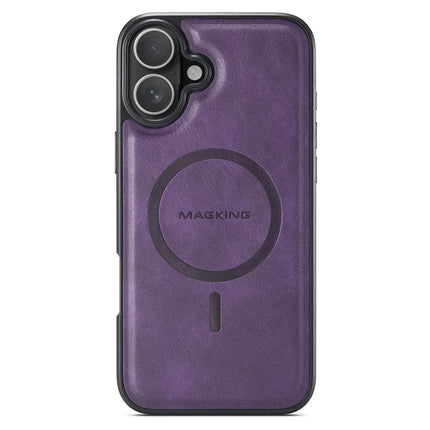 MAGKING K1 Series For iPhone 16 Plus Magnetic Case PC+TPU+PU Leather Phone Cover