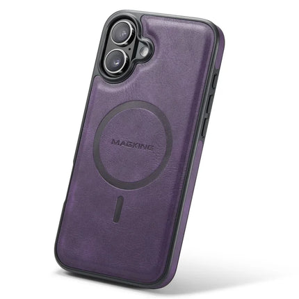 MAGKING K1 Series For iPhone 16 Plus Magnetic Case PC+TPU+PU Leather Phone Cover