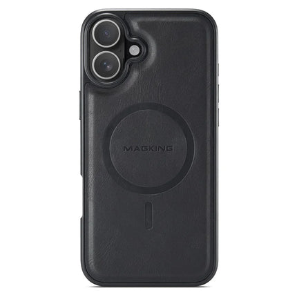 MAGKING K1 Series For iPhone 16 Plus Magnetic Case PC+TPU+PU Leather Phone Cover