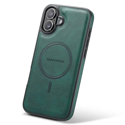 MAGKING K1 Series For iPhone 16 Plus Magnetic Case PC+TPU+PU Leather Phone Cover