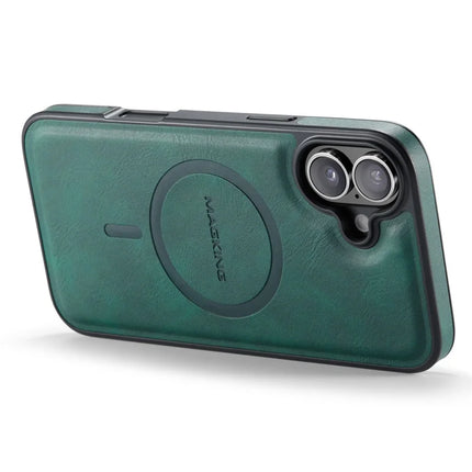 MAGKING K1 Series For iPhone 16 Plus Magnetic Case PC+TPU+PU Leather Phone Cover