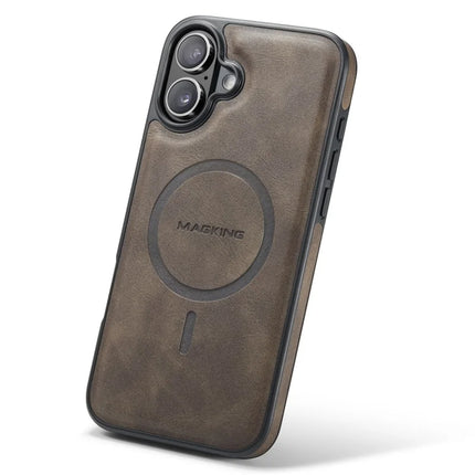 MAGKING K1 Series For iPhone 16 Plus Magnetic Case PC+TPU+PU Leather Phone Cover