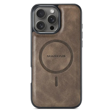 MAGKING K1 Series For iPhone 16 Pro Magnetic Case PC+TPU+PU Leather Phone Cover