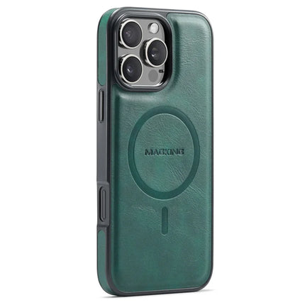 MAGKING K1 Series For iPhone 16 Pro Magnetic Case PC+TPU+PU Leather Phone Cover - Green