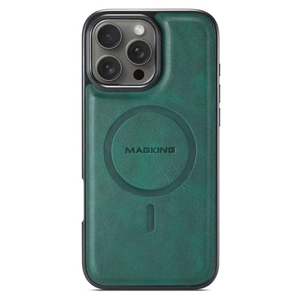 MAGKING K1 Series For iPhone 16 Pro Magnetic Case PC+TPU+PU Leather Phone Cover
