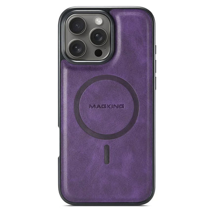 MAGKING K1 Series For iPhone 16 Pro Magnetic Case PC+TPU+PU Leather Phone Cover