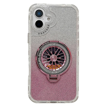 For iPhone 16 Plus Case Compatible with MagSafe Gyro Design Glitter PC + TPU Phone Cover - Pink