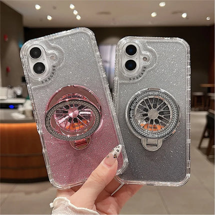 For iPhone 16 Plus Case Compatible with MagSafe Gyro Design Glitter PC + TPU Phone Cover