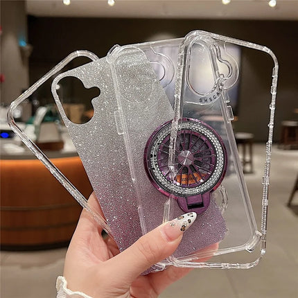 For iPhone 16 Plus Case Compatible with MagSafe Gyro Design Glitter PC + TPU Phone Cover