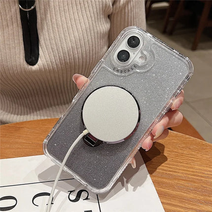 For iPhone 16 Plus Case Compatible with MagSafe Gyro Design Glitter PC + TPU Phone Cover