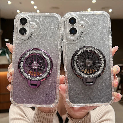 For iPhone 16 Plus Case Compatible with MagSafe Gyro Design Glitter PC + TPU Phone Cover
