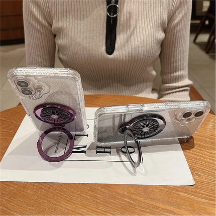 For iPhone 16 Plus Case Compatible with MagSafe Gyro Design Glitter PC + TPU Phone Cover