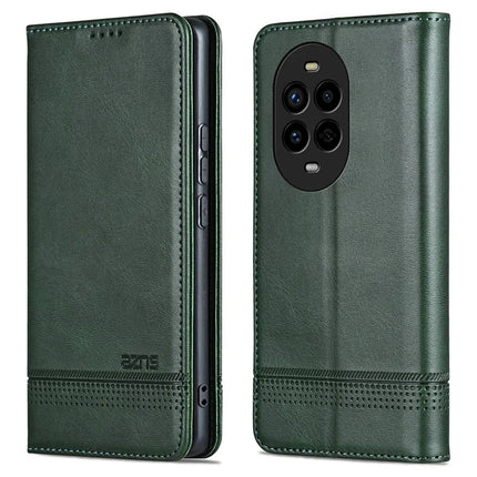 AZNS For Huawei nova 13 Pro 5G Case Cowhide Texture PU Leather Wallet Phone Cover - Green